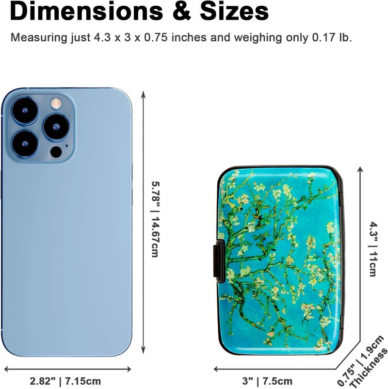 Kaabao Credit Card Holder, Metal Card Wallet RFID Blocking Mini Slim Aluminum Business Hard Card Case for Women Men (Vincent van Gogh Almond Blossoms) - Image 5